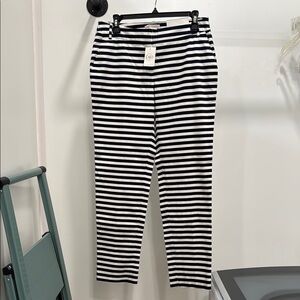 Cato Navy/Black and White Striped Ankle Pants